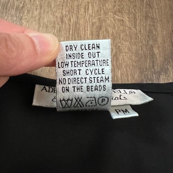 Adrianna Papell Evening Black Sheer Cardigan Blouse Beaded and Embroidered Sz PM - Picture 9 of 12